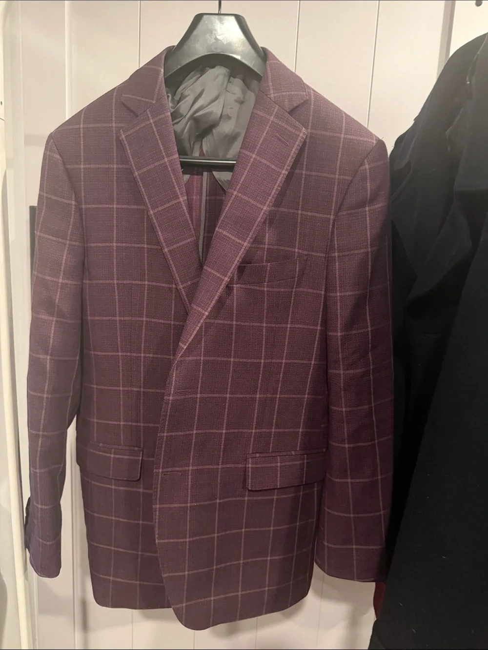 Black Brown 1826 Men's Windowpane Sport Coat in Plum - Picture 1 of 4